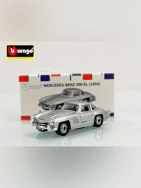 Bburago 1954 Silver 300 SL Mercedes Benz 1:64 Die-Cast Toy Car - NEW